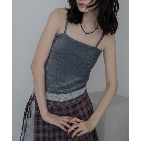 キャミソール カップ付きラメベアキャミソール