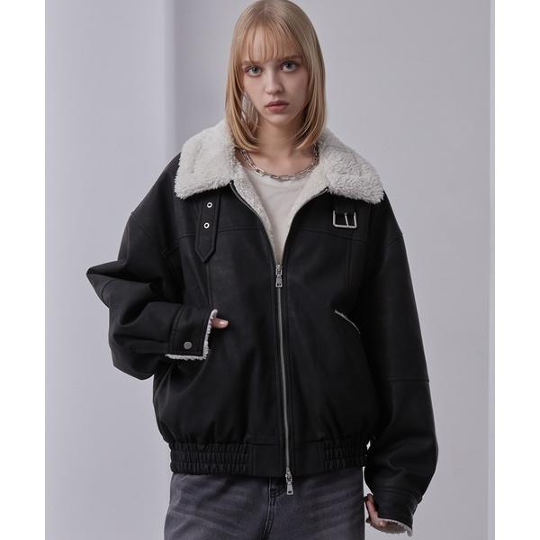 ブルゾン アウター ヴィンテージ 合皮ショートボアブルゾン メンズ レディース