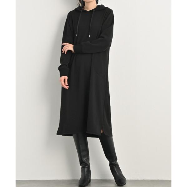 ワンピース 裏起毛パーカーワンピース｜ワンピ パーカー 裏シャギー ポケット リラックス