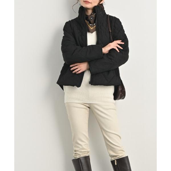 コート アウター グラデーションキルトラウンドヘムミドル丈コート｜スタンドネック 軽量 キルティング...