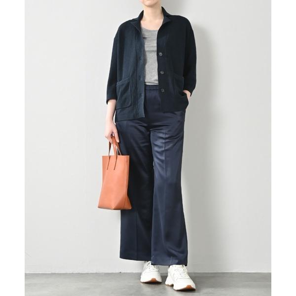 カーディガン リネン コットンシルク ライト テーラージャケット｜フレンチリネン ハニカム編み 6分...