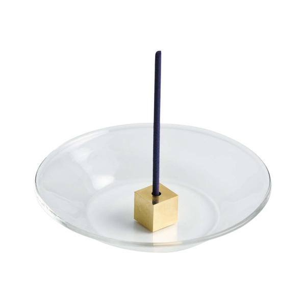 インテリア 真鍮トップ ガラス皿付 お香立て