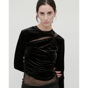 tシャツ 「kiehtova」VELOR SLIT GATHER TOPS/ベロア スリット ギャザー トップス レディース