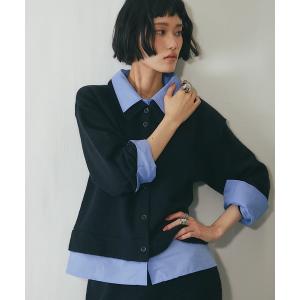 ニット セーター セットアップ可シャツドッキングニットトップス レディース
