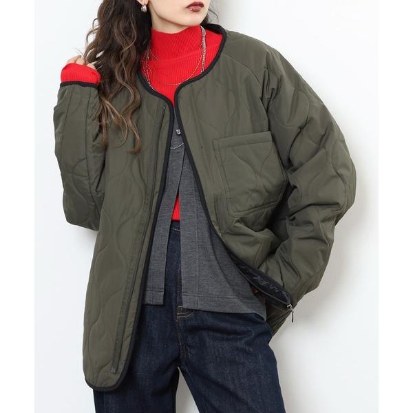 ジャケット ノーカラージャケット ウエーブキルト中綿ノーカーラージャケット unisex メンズ レ...