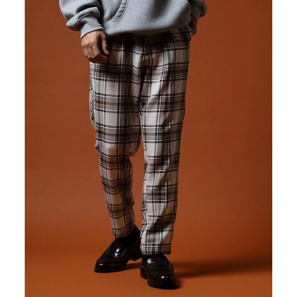 スラックス 先染めアンクルテーパードチェックパンツ unisex メンズ レディース