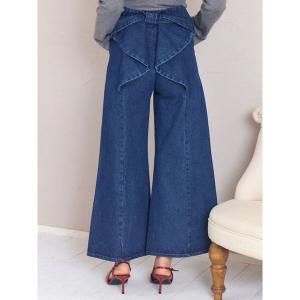 ジーンズ デニム デニムパンツ バックリボンデニムパンツ レディース