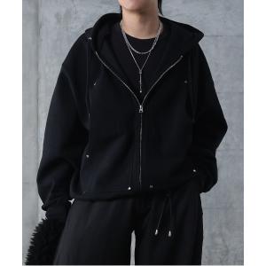 パーカー AW ダブルポケット スタッズ リベット フルジップパーカー ビッグシルエット メンズ レディース ユニセックス 「Confirm」 メンズ