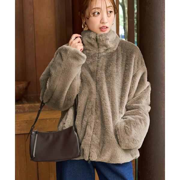 ブルゾン アウター 限定展開　ボリューム ファー ショート コート レディース