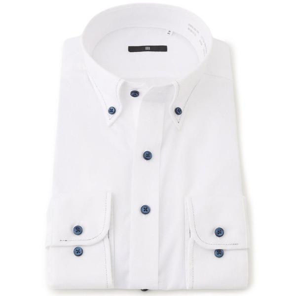 フォーマル シャツ 「形態安定」「長袖」「BLACK LINE」ボタンダウンワイシャツ/ホワイト メ...