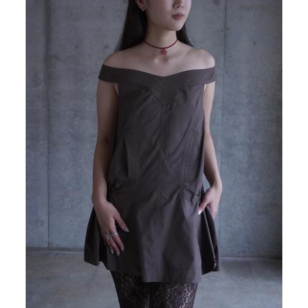 ブラウス シャツ OFF-SHOULDER SHIRRED BLOUSE TOP レディース