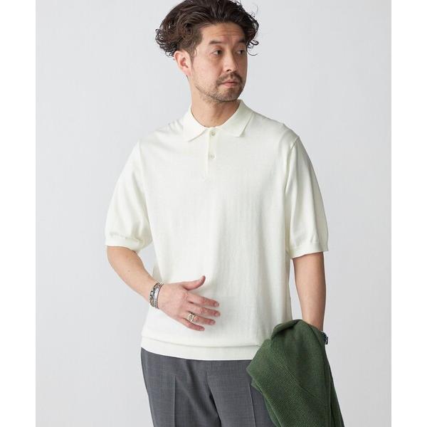 「SHIPS」 半袖ポロシャツ MEDIUM オフホワイト メンズ