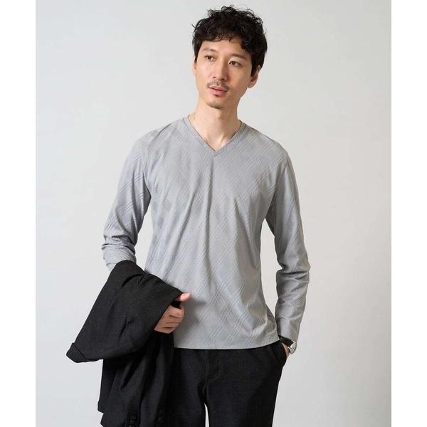 tシャツ 「イージーケア/毛玉になりにくい」ダイヤジャカードＶネックＴシャツ　通勤/ビジネス/ジャケ...