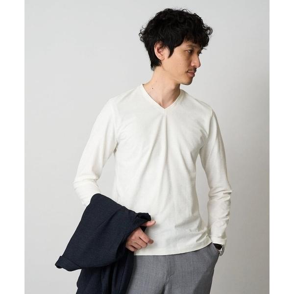 tシャツ 針抜きジャカードＶネックＴシャツ「洗濯機で洗える/毛玉になりにくい」通勤/ビジネス/ジャケ...