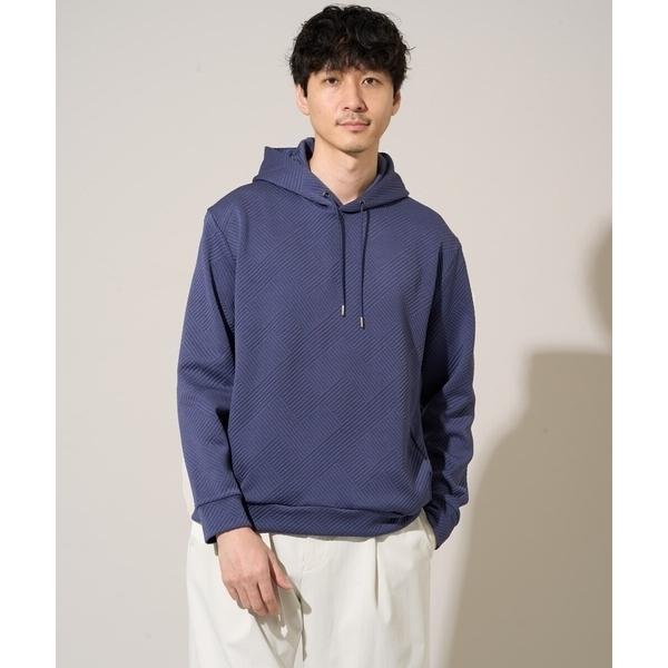 パーカー 「イージーケア/毛玉になりにくい」幾何ジャカードプルオーバーパーカー「ストレッチ/洗濯機で...