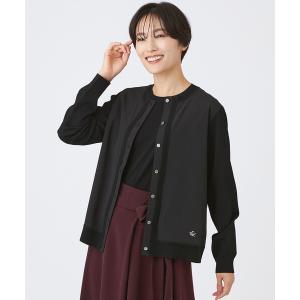 カーディガン 「ウォッシャブル」レーヨンストレッチニットコンビカーディガン レディース