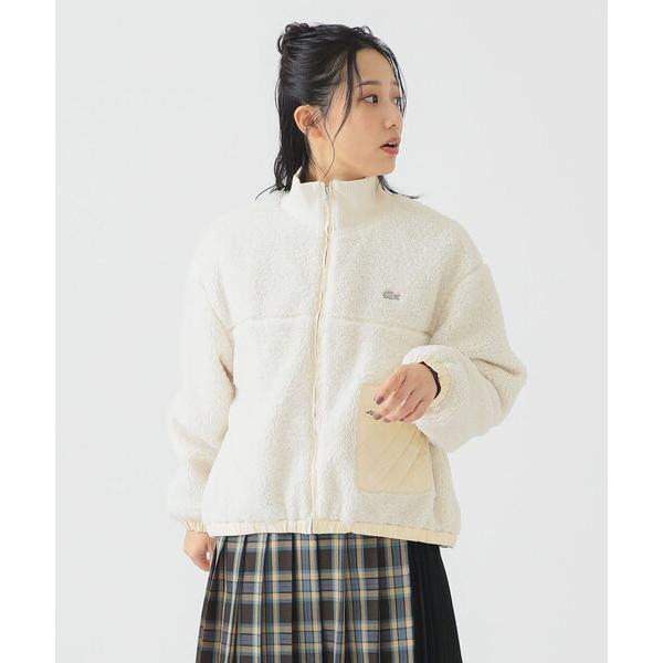 ブルゾン アウター LACOSTE / リブニット スタンドカラー ボアジャケット レディース