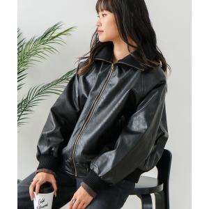 ブルゾン アウター 「BEVERLY HILLS POLO CLUB/ビバリーヒルズポロクラブ」フェイクレザー リブブルゾン レディース