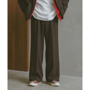 スラックス ツイードライク/ワイドスラックス「セットアップ可」 メンズ
