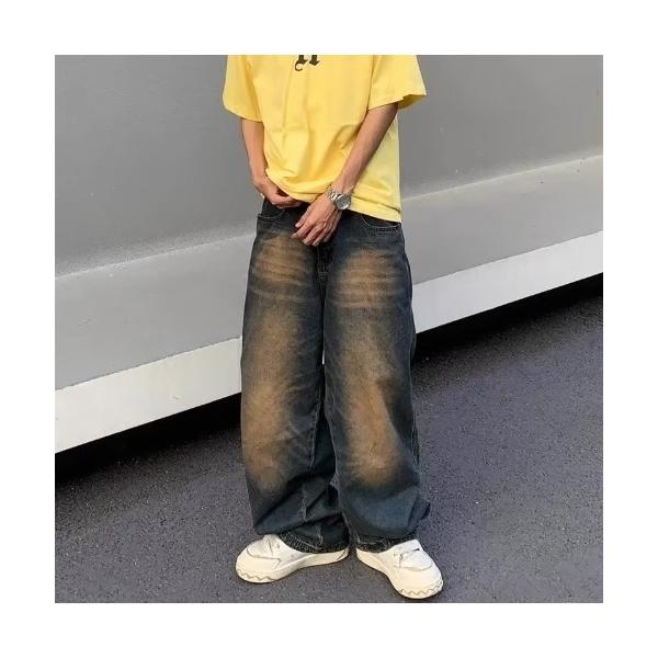 ジーンズ ビンテージ加工 バギーデニムパンツ メンズ レディース