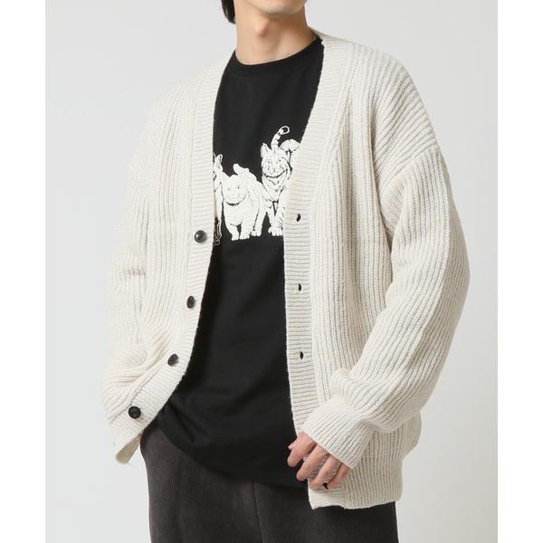 カーディガン 春服 Vネックざっくりゆったりニットカーディガン メンズ