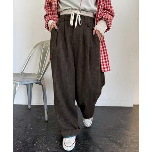 パンツ ストライプツイード ダブルウエストパンツ レディース