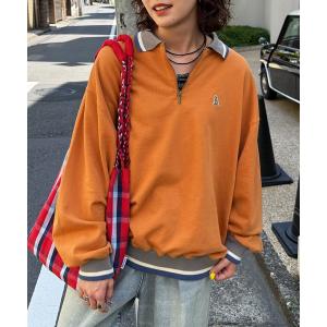 tシャツ 「m:rex」ミニ恐竜ワッペンハーフZIPプルオーバー レディース