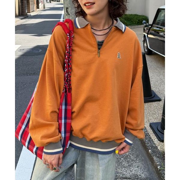 tシャツ 「m:rex」ミニ恐竜ワッペンハーフZIPプルオーバー レディース