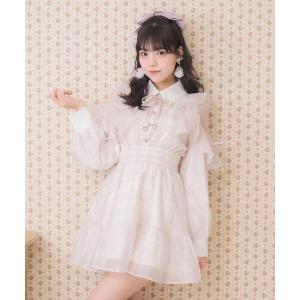 ワンピース 花柄チェックミニワンピース