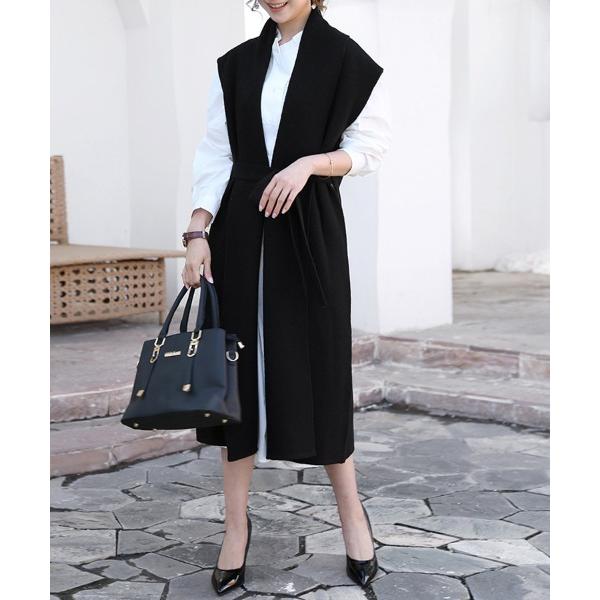 カーディガン Iラインロングニットジレ レディース