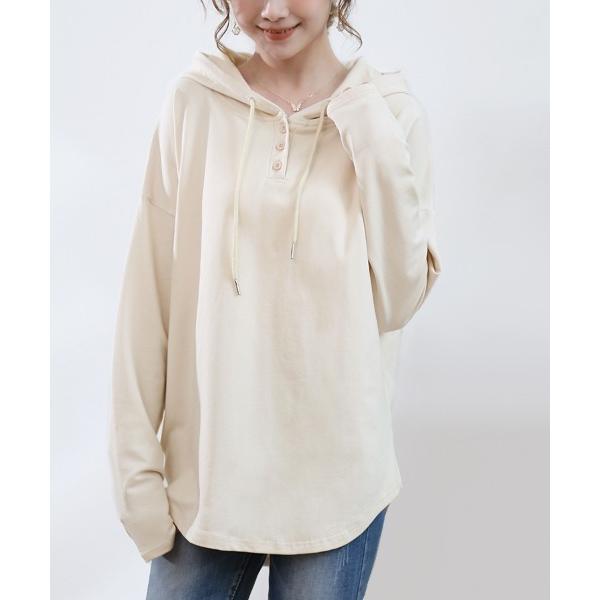パーカー ヘンリーネックプルオーバーパーカー レディース