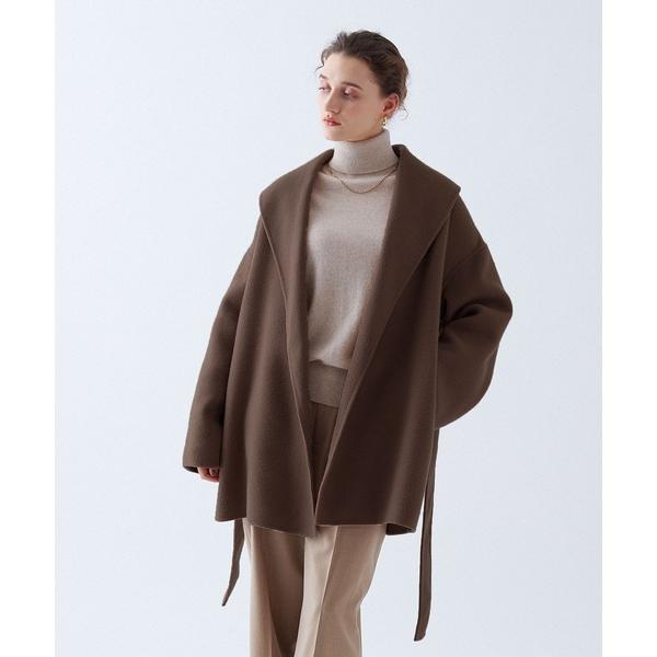 コート アウター ウールメルトンミドルリバーコート レディース