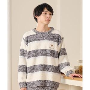 パジャマ 「メンズ」メランジボーダー　ニットプルオーバー メンズ