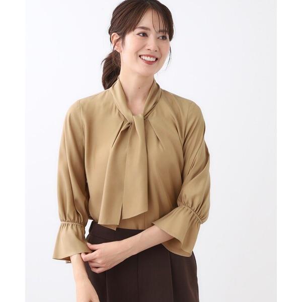 ブラウス シャツ 「キレイめスタイル／通勤におすすめ」ボウタイシャンブレーカラーブラウス レディース