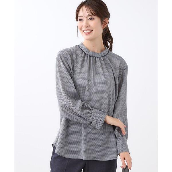ブラウス シャツ 「長め丈／ドライタッチ」ガンクラブチェック柄ブラウス レディース
