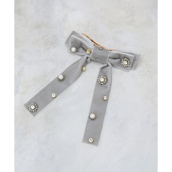 ビジュー×ベロア リボンバレッタ