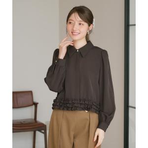 ブラウス シャツ 裾フリルクロップドブラウス レディース
