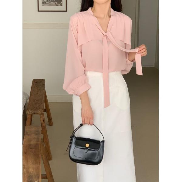 ブラウス シャツ ラッフルタイブラウス レディース