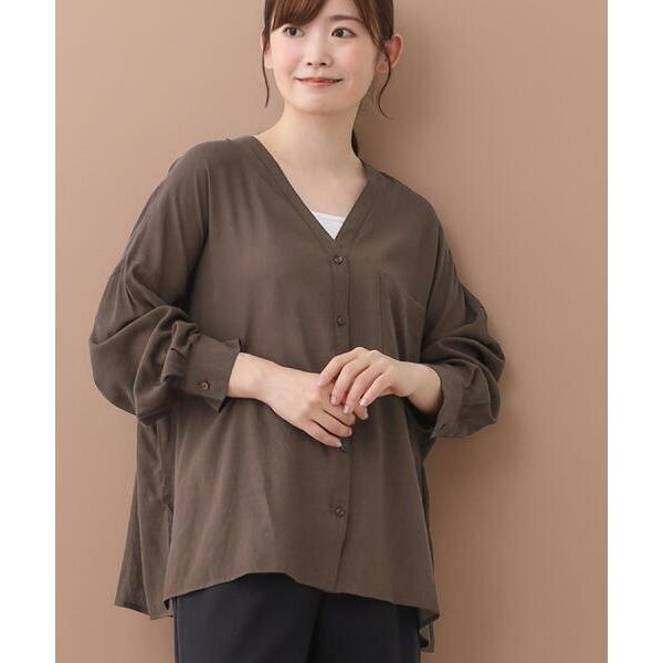 ブラウス シャツ 「体型カバー」シャツ風カーディガン レディース