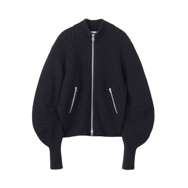 セーター ニット RIBED MASSIVE ROUNDED SLEEVE ZIP-UP KNIT ...