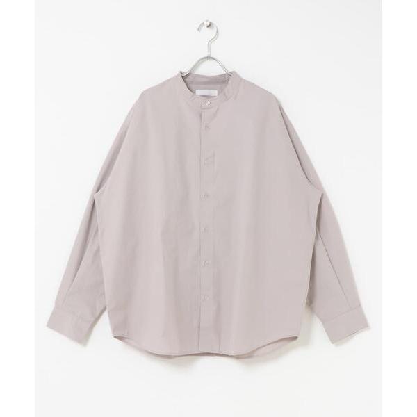 シャツ ピーチブロードバンドカラーロングスリーブシャツ メンズ