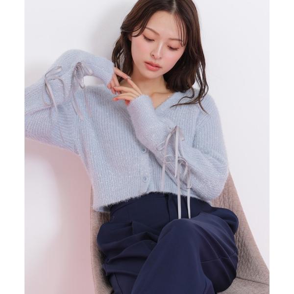 ニット セーター フィルムフェザーヤーンカーディガン レディース