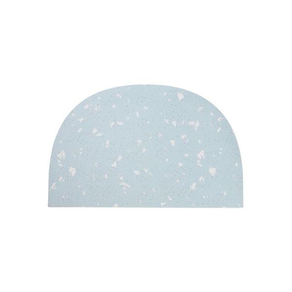 タオル 珪藻土入りソフトバスマット 半円形 テラゾー ライトブルー