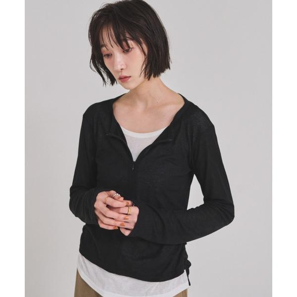 tシャツ ハーフジップシアートップス レディース