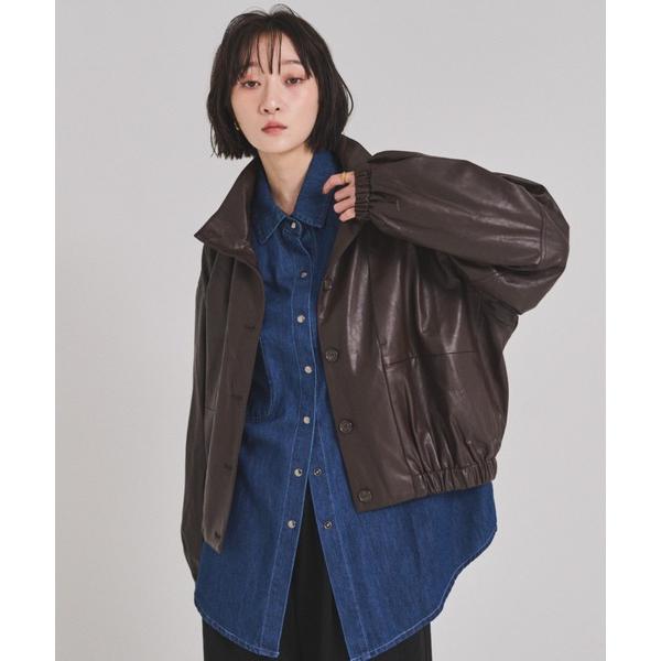 ブルゾン アウター フェイクレザーオーバーブルゾン レディース