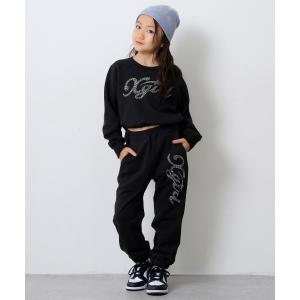 パンツ ラインストーンロゴスウェットパンツ キッズ 子供服 女の子