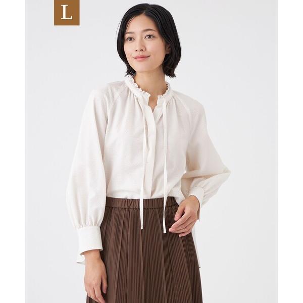 ブラウス シャツ 「L」「ウォッシャブル/吸水速乾/防シワ」ギンガムサッカーブラウス レディース