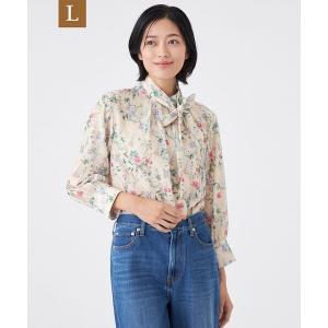 ブラウス シャツ 「L」「ウォッシャブル」BOHOプリントブラウス レディース