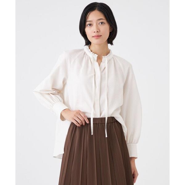 ブラウス シャツ 「ウォッシャブル/吸水速乾/防シワ」ギンガムサッカーブラウス レディース