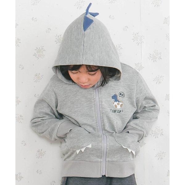 パーカー ツンツン恐竜トサカフード付きフルジップパーカー(80~120cm) キッズ 子供服 男の子...